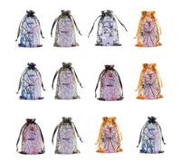 Healvian 100pcs Halloween Organza Drawstring Candy Bags Small Cloth Pouches with Spider Web Printing for Convenient Storage of Chocolates and Small Items, for Halloween Party Favour