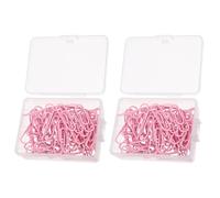 Healvian 100pcs Pink Paper Clips Metal Stationery Paperclips Oval Shape Enhanced Grip Security Portable Clips for Speeches Business Trips