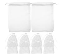 Healvian 100pcs White Organza Drawstring Favor Pouches 13x18cm Small Sheer Mesh Bags for Wedding, Party Favors, Jewelry, Candy Storage, Shower Wrapping