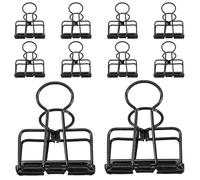Healvian 10pcs Black Hollow Out Long Tail Metal Binder Clips for Office, School Paper Organization, Craft Project Clips and Document Management