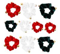 Healvian 10pcs Christmas Hair Scrunchies Elastic Ponytail Holders Plush Soft Hair Accessories for Girls Holiday Ties Festive Bands Random Style