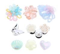 Healvian 10pcs Crystal Shoe Clips Set with Beaded Flower, Pearl Bow Sequin Embellishments, Pink and Blue Decorative Accessories for Women’s Bridal and Party Heels