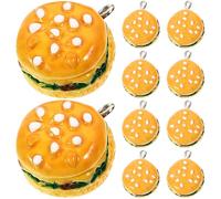 Healvian 10Pcs DIY Resin Hamburger Charms Set Small Food Pendant for Jewelry Making, Keychain and Earring Accessories, Cartoon Sandwich Craft Supplies for Novelty Jewelry