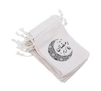 Healvian 10pcs Drawstring Gift Pouches Small Jewelry Candy Bags for Eid Festival Party Favors Portable Packaging Sacks with Geometric Moon Design for