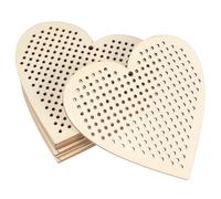 Healvian 10pcs Heart Shape Wooden Cross Stitch Plates 7.7x7cm Unfinished Wood Craft Blanks for DIY Embroidery Pendant Plaques Wedding Hanging Ornaments