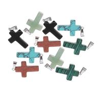 Healvian 10pcs Jewelry Making Charms Cross Natural Stone Cross Pendants with Assorted Colors Distinctive Design Comfortable Fit Symbolizing Faith and Blessings for Special Occasions