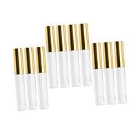 Healvian 10pcs Lip Gloss Tubes with Transparent Plastic Body and Circular Design Portable Lip Tube Containers for Glaze Oil Dye Liquid Female Cosmetic Use Golden Caps