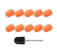 Healvian 10pcs Nail Art Polishing Cap Set Orange 80 Grit Plastic Manicure Sanding Caps for Cuticle Trimming and Skin Protection Home Salon Use