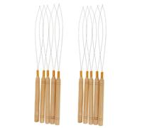 Healvian 10pcs Wood Handle Wig Crochet Tools for Hair Extension Loop and Micro Ring Weaving Pulling Hook Bead Tool for Braid Knitting