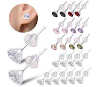 Healvian 12pairs Rhinestone Cup Earrings Lovely Fashion Earrings in Purple Red Pink Olive Green Garnet Red Black White for Women Ear Studs