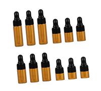 Healvian 12pc Dark Brown Glass Vial Bottles Small Dropper Bottle for Essential Oils Perfumes Chemistry Lids