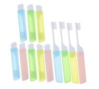 Healvian 12pcs Folding Toothbrush Tools Portable Creative Toothbrushes for Mini Travel Use Soft Bristles for Orthodontic Teeth Cleaning Random Color