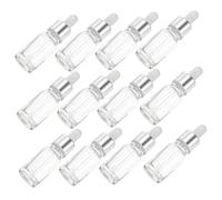 Healvian 12Pcs Glass Dropper Bottles Leakproof Portable Small Essential Oil Bottles with White Bulb and Silver Ring for Home Travel DIY Aromatherapy