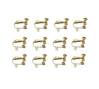 Healvian 12pcs Non-pierced Earring Components for Golden Flat Top with Hole Lightweight Jewelry Making for Daily Wear and Party Accessories