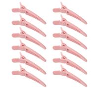 Healvian 12pcs Pink Hairdresser Styling Clips for Volume Hair Roots with Even Force Distribution and Minimizing Breakage, Curved Plastic Hair Lift Accessories for Workdays at Home