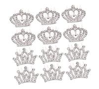 Healvian 12pcs Rhinestone Crown Headband for Girls Hair Comb Clips for Princess Parties Cute Crown Shaped Headdress Hair Accessories