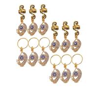 Healvian 12pcs Snake-shaped Braided Hair Ring Dreadlock Cuff Evil Eye Pendants Hair Charms for Christmas Spiral Braid Jewelry