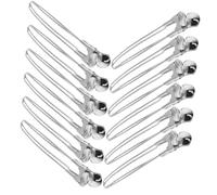 Healvian 12pcs Stainless Steel Hair Clips Hairdresser Hairpin Salon Styling Partition Clips Long Nose for Professional Hairdressing Use