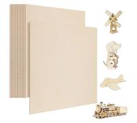 Healvian 12pcs Unfinished Square Poplar Wood Boards 30x30cm 2.5mm Thick DIY Craft Wood Squares for Engraving Painting Modeling Art Projects