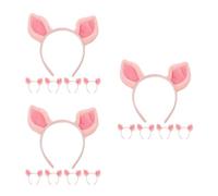 Healvian 15 Pcs Pink Pig Ears Headband Cloth Animal Costume Hair Accessory