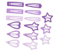 Healvian 15pcs Snap Hair Clips Metal Barrettes with Five Shapes Star Heart Teardrop Rectangle Four-pointed Star Stylish Hairpins for Little Birthday Party Daily Wear