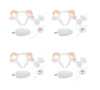 Healvian 16 Pcs Lamb Ears Headband and Tail Set and Adults Lightweight Soft Materials Plastic Plush Cotton Realistic Sheep Horns Costume Accessory for Holiday Celebrations and Dress