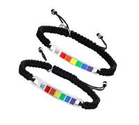 Healvian 1Pair Adjustable Rainbow Lovers Bracelets Handmade Zircon Bracelets Nylon for Couples Chic and Eye Catching Wrist Accessories for All Occasions