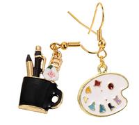Healvian 1Pair Artistic Paint Plate Brush Drop Earrings for Artists Elegant Jewelry Unique Design Statement Earrings for Women for Birthdays and Special Occasions