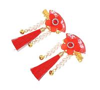 Healvian 1pair Han-style Floral Duckbill Hair Clips Tassels Stylish Hair Styling Holder for Girls for Festivals and Everyday Use