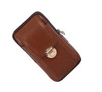 Healvian 1pc Cowhide Waist Pack for Men Durable Portable Phone Storage Holder with Smooth Zipper for Outdoor Sports and Travel Casual Brown Belt Pouch