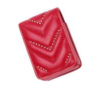 Healvian 1Pc Fashion Mini Cosmetic Bag Red Zipper Wallet Pocket for Coins Cash Small Sundries Storage Organizer with Mirror for Daily Use Travel