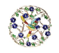 Healvian 1Pc Vintage Enamel Bird Brooch Stylish Floral Corsage Pin for Clothing Accessories for Fashion Elegant Decoration with Chic Design Idea