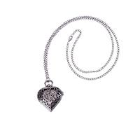 Healvian 1Pc Vintage Heart Shaped Quartz Pocket Watch Retro Hollow Design Elegant Black for Men and Women for Father Day Weddings Special Occasions