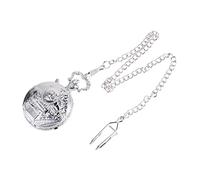 Healvian 1pc Vintage Pocket Watch Locomotive Shape Design Retro Fire Glow Cover Stylish Silver Pocket for Friends Family and Collectors