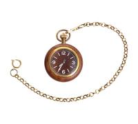 Healvian 1pc Vintage Style Quartz Pocket Watch Sandalwood Mechanical Pendant Watch with Button Style Elegant for Decoration and Practical Use