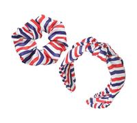 Healvian 1set American Flag Knotted Hair Band and Hair Scrunchies for Women Satin Material Ponytail Holders and Fashionable Headbands for Birthdays Weddings and Everyday Use