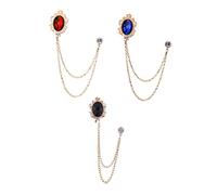 Healvian 1set Men's Gemstone Collar Pin Badge with Hanging Chains Fashionable Brooch Accessories for Special Occasions Includes Blue 3pcs