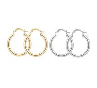 Healvian 2 Pairs Chic Geometric Earrings of Elegant Metal Circle Ear Drops for Women Golden Silver Stylish Ear Jewelry for Parties Weddings Daily Wear