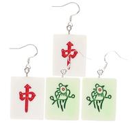 Healvian 2 Pairs Creative Mahjong Earrings for Women Dangle Drop Fun Ear Jewelry Durable Lightweight for Unique Fashion Styles