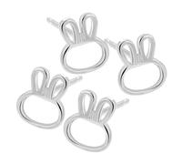 Healvian 2 Pairs Cute Bunny Ear Studs Minimalist Rabbit Earrings for Women Silver Tone Animal Jewelry for Easter Everyday Wear
