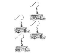Healvian 2 Pairs Lovely School Bus Shaped Zine Alloy Earrings Comfortable and Durable Decorative Accessories Thank You present for Teachers and Drivers Silver