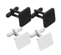 Healvian 2 Pairs Stainless Steel DIY Flat Design for Wedding Business Boyfriend Versatile Accessories Steel Black Finish