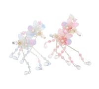 Healvian 2 Pairs Tassel Hair Clips Charming Princess Hanfu Accessories for Elegant Floral and Tassel Design for Costumes and Themed Events