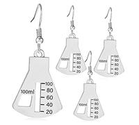 Healvian 2 Pairs Unique Chemistry Teacher Charm Earrings Dangle Drop Earrings for Women Lightweight Vintage Erlenmeyer Flask Jewelry Biology Lab Professionals