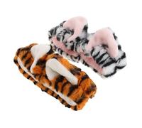 Healvian 2 Pcs Adjustable Plush Spa Headband with Cute Tiger Ears for Women and Soft Elastic Hairband for Face Washing Skincare Makeup in Yellow and White Prints