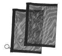Healvian 2 Pcs Black Mesh Makeup Bags Portable Multifunctional Cosmetic Organizer with Zipper Closure for Travel Toiletries and Underwear Storage