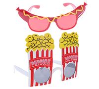 Healvian 2 Pcs Creative Hot Dog Popcorn Glasses Fun Party Props for Festivals Birthdays Lightweight Comfortable Eyewear Unique Sunglasses for Photo Opportunities