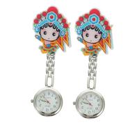 Healvian 2 Pcs Cute Peking Nurse Pocket Watch Durable Round Design with Unique Appearance Nursing Accessories for Doctors and Students for Nurses