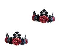 Healvian 2 pcs Halloween Flower Crown Hair Band Western Style Hair Accessory Durable Felt Cloth Headpiece for Wedding Party Photography Festival