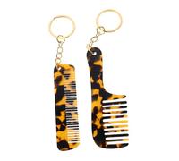 Healvian 2 Pcs Mini Acetate Leopard Print Portable Comb Keychains, Wide Tooth and Handle Style Small Hair Combs for Women, Travel Pocket Hair Styling Accessories for Purse and Bag